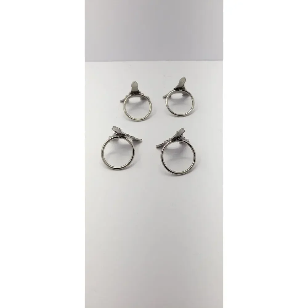 Eiffel Tower Napkin Rings Set of 4 Silver Tone Paris France Table Decor